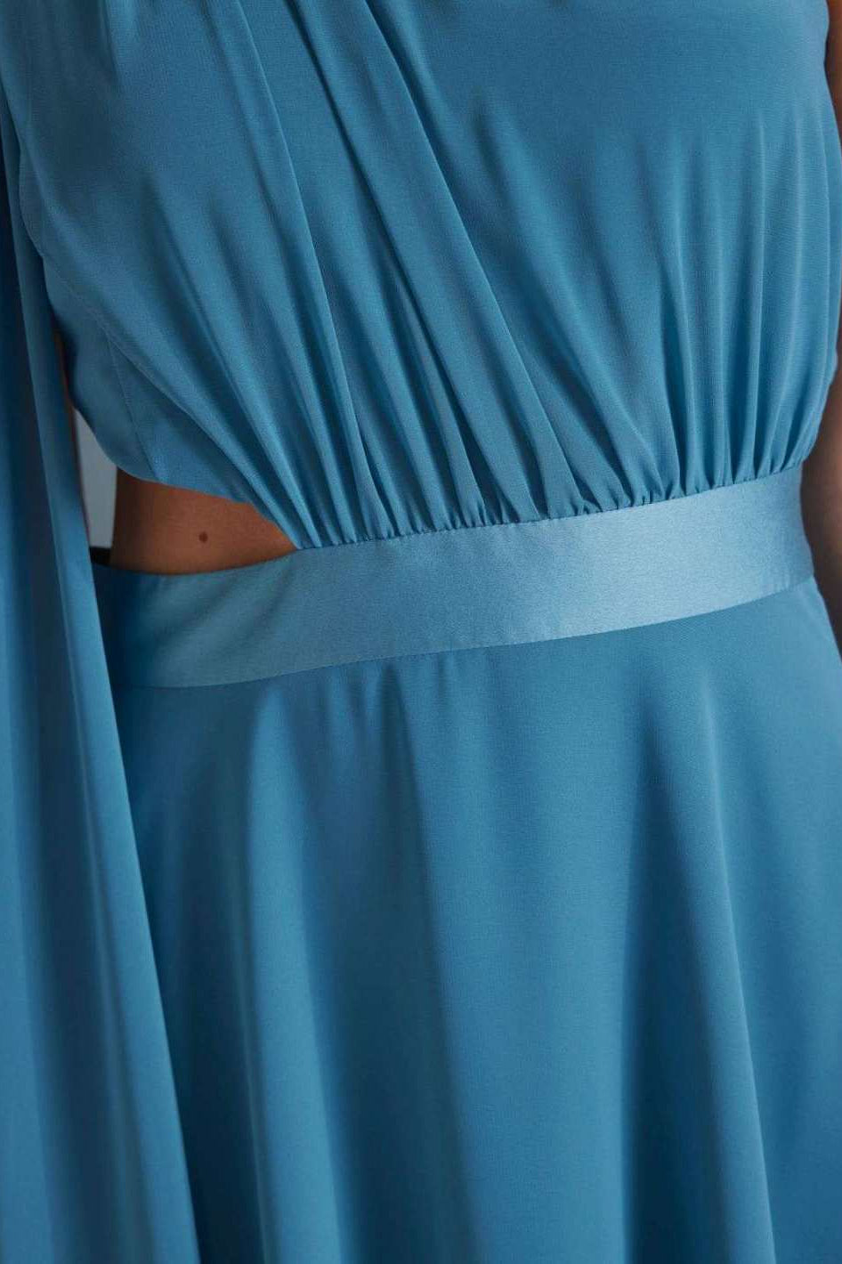 One-Shoulder-Maxikleid aus nachhaltigem Chiffon