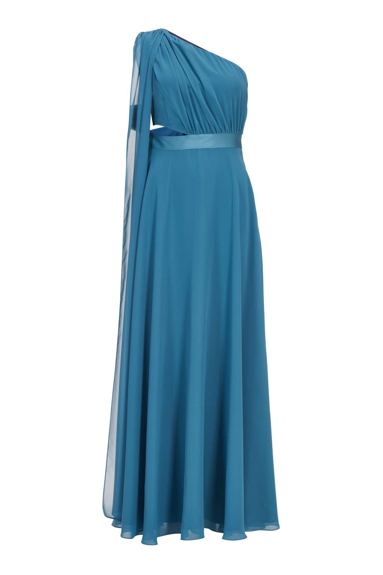 One-Shoulder-Maxikleid aus nachhaltigem Chiffon