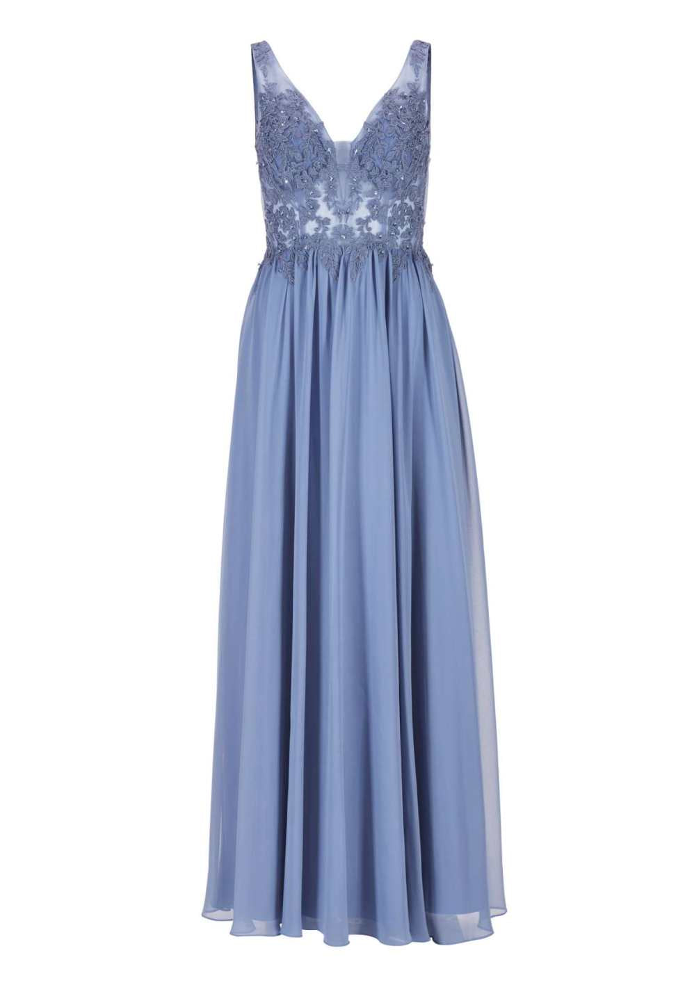 Fließendes Chiffonkleid mit Stickerei