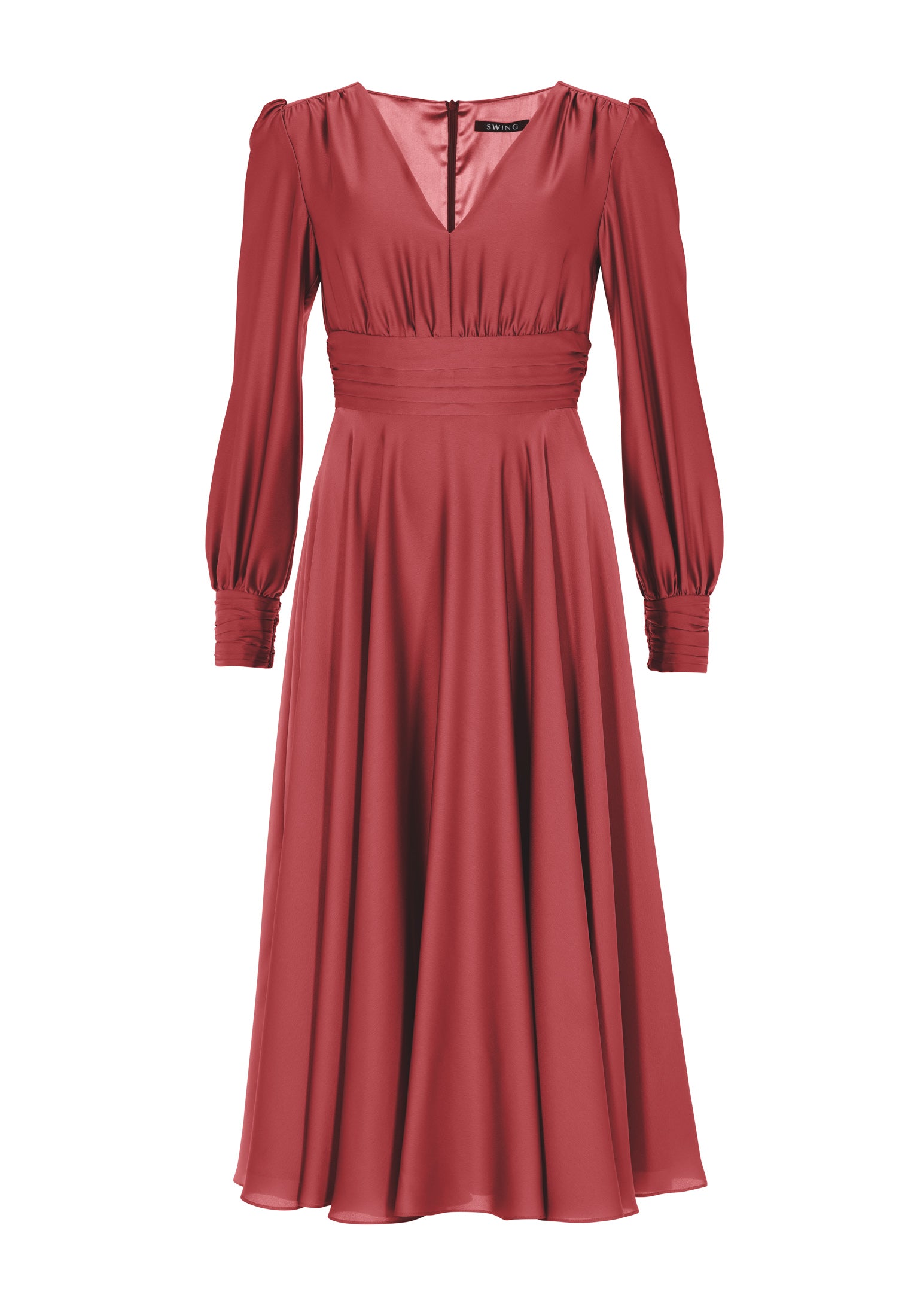 Midi Kleid aus nachhaltigem Satin mit Raffdetails