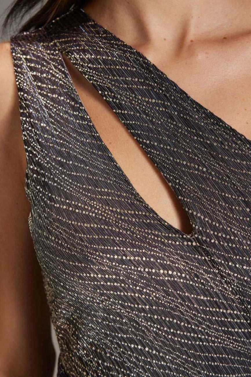 Abendkleid One-Shoulder aus Plissé Jersey