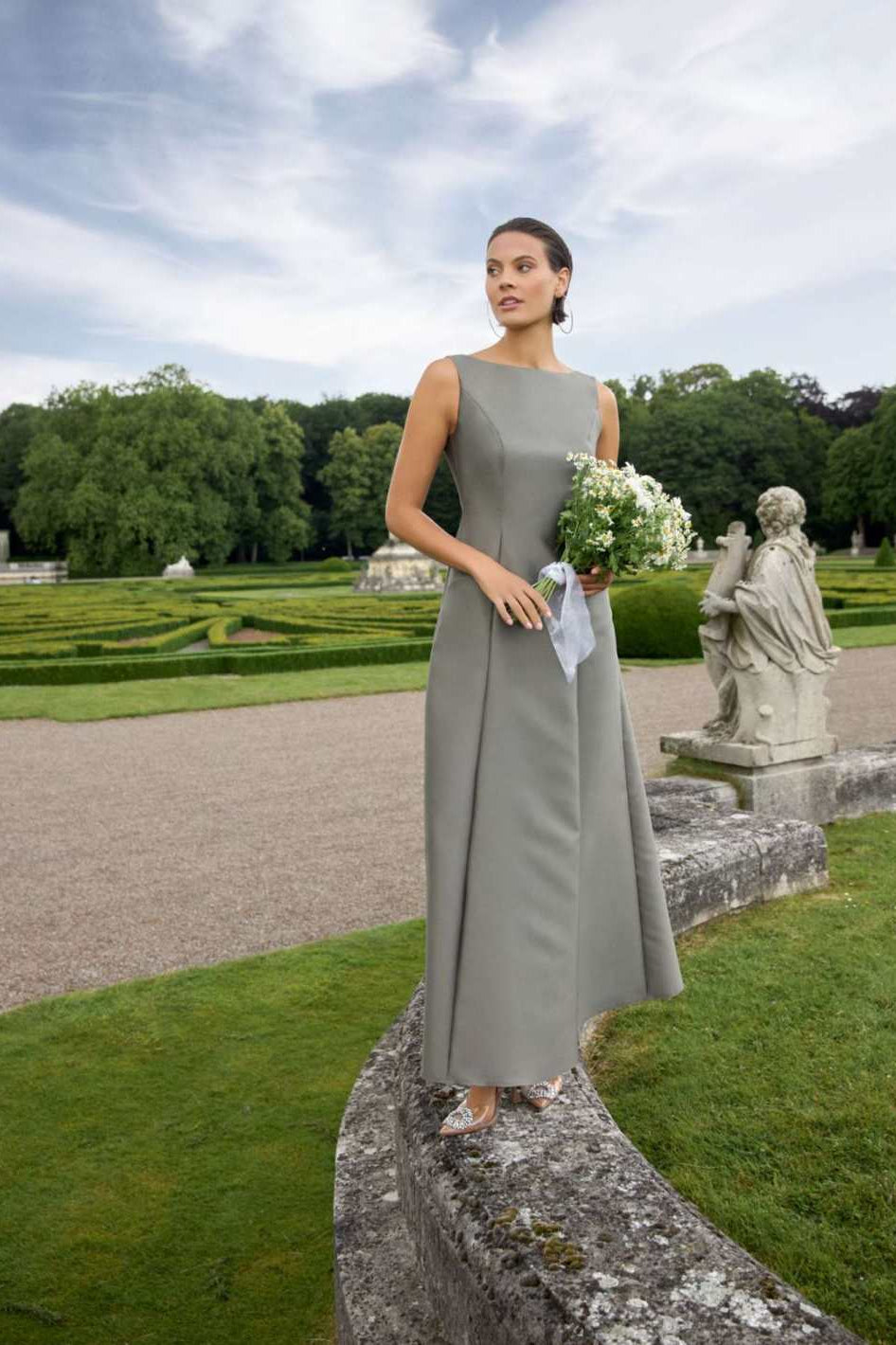 Abendkleid aus Twill mit Taschen summernight green