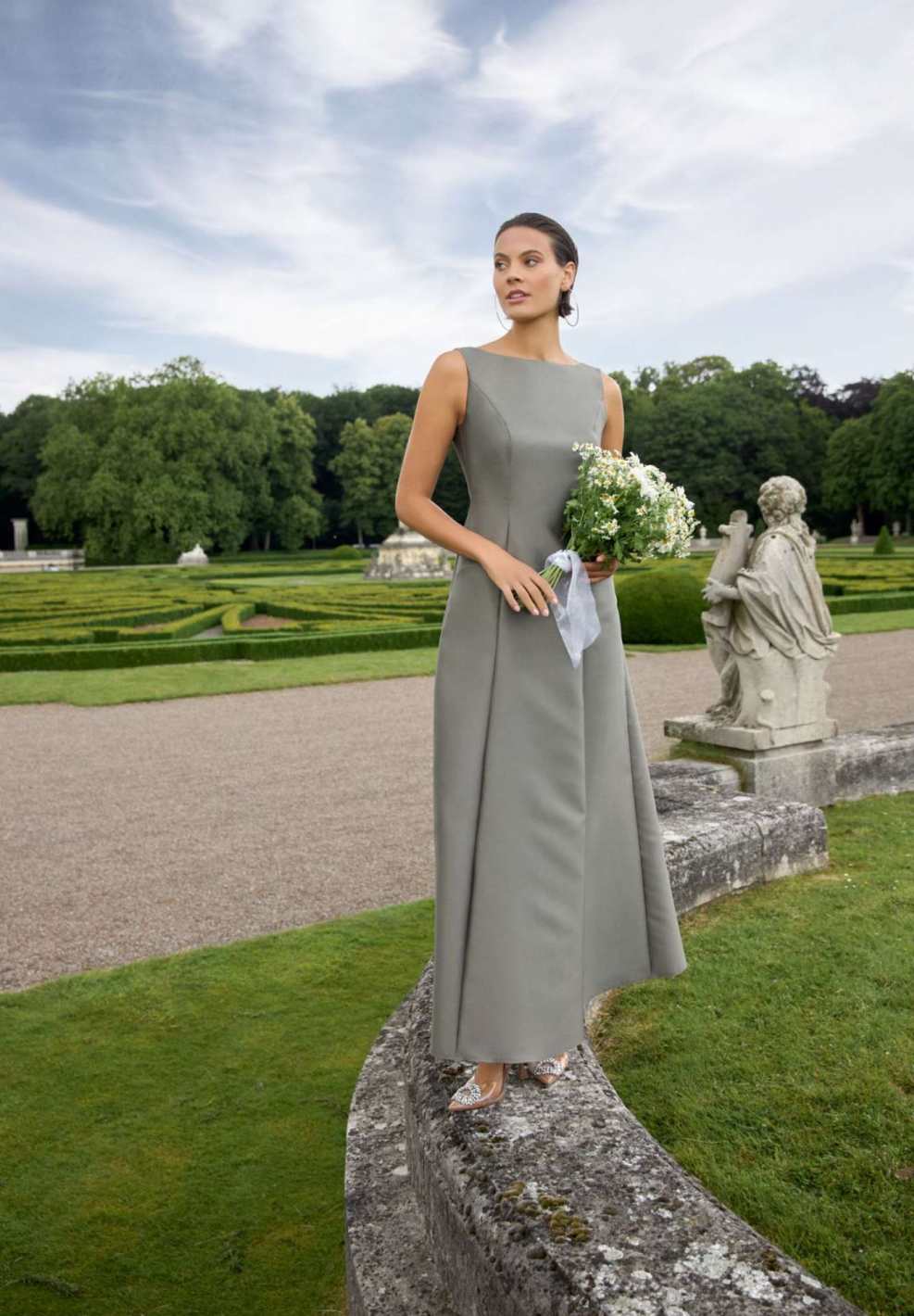 Abendkleid aus Twill mit Taschen summernight green