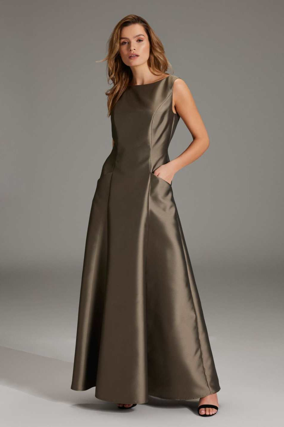 Abendkleid aus Twill mit Taschen