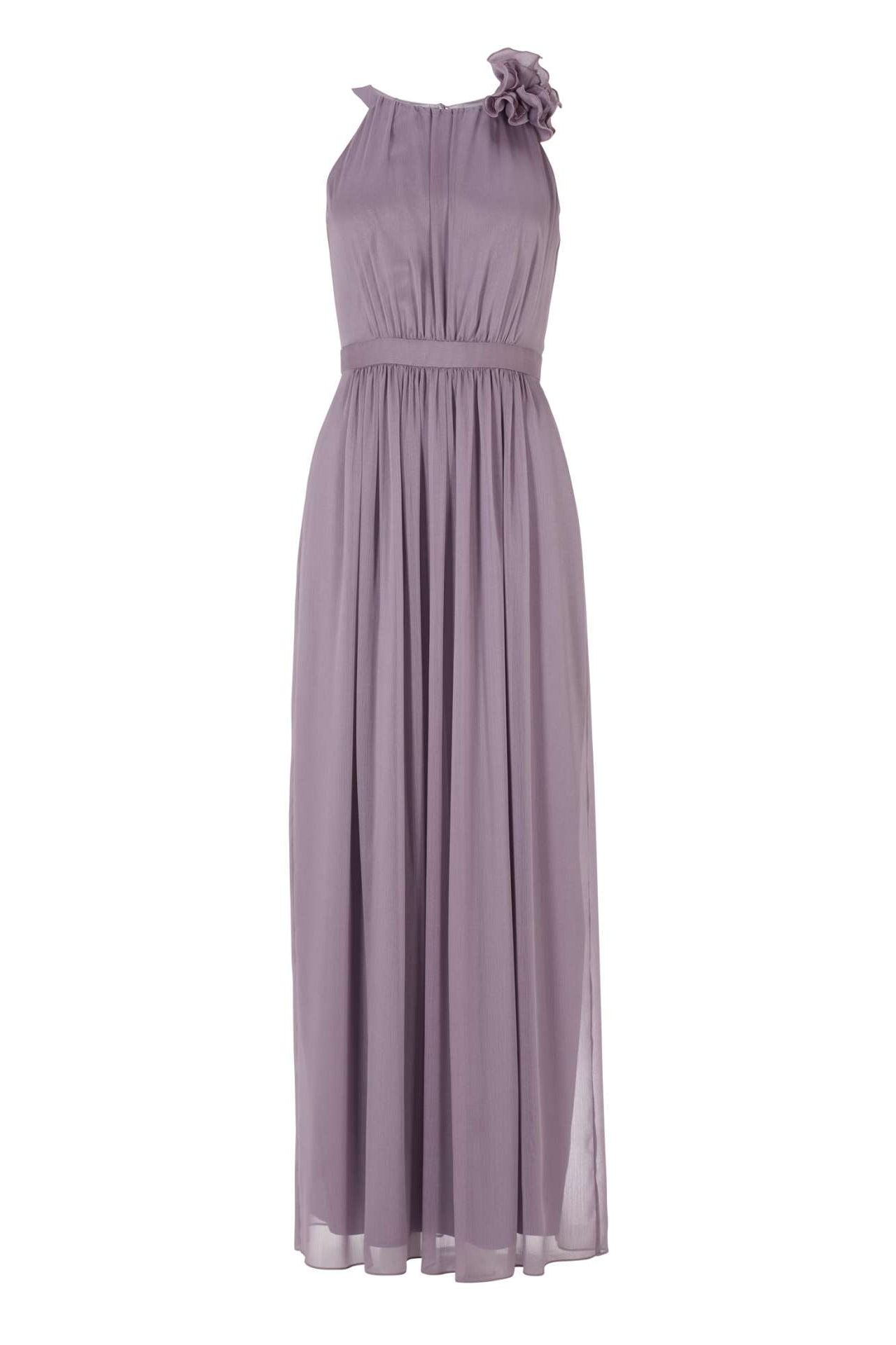 Abendkleid aus Crinkle Chiffon mit dekorativer Blüte