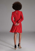 Cocktailkleid aus Chiffon mit blusigen Ärmeln und Schlitz Ausschnitt