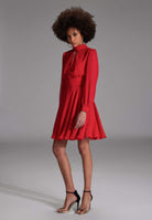 Cocktailkleid aus Chiffon mit blusigen Ärmeln und Schlitz Ausschnitt