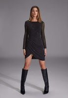 Langärmliges Cocktailkleid mit funkelndem Strassbesatz black