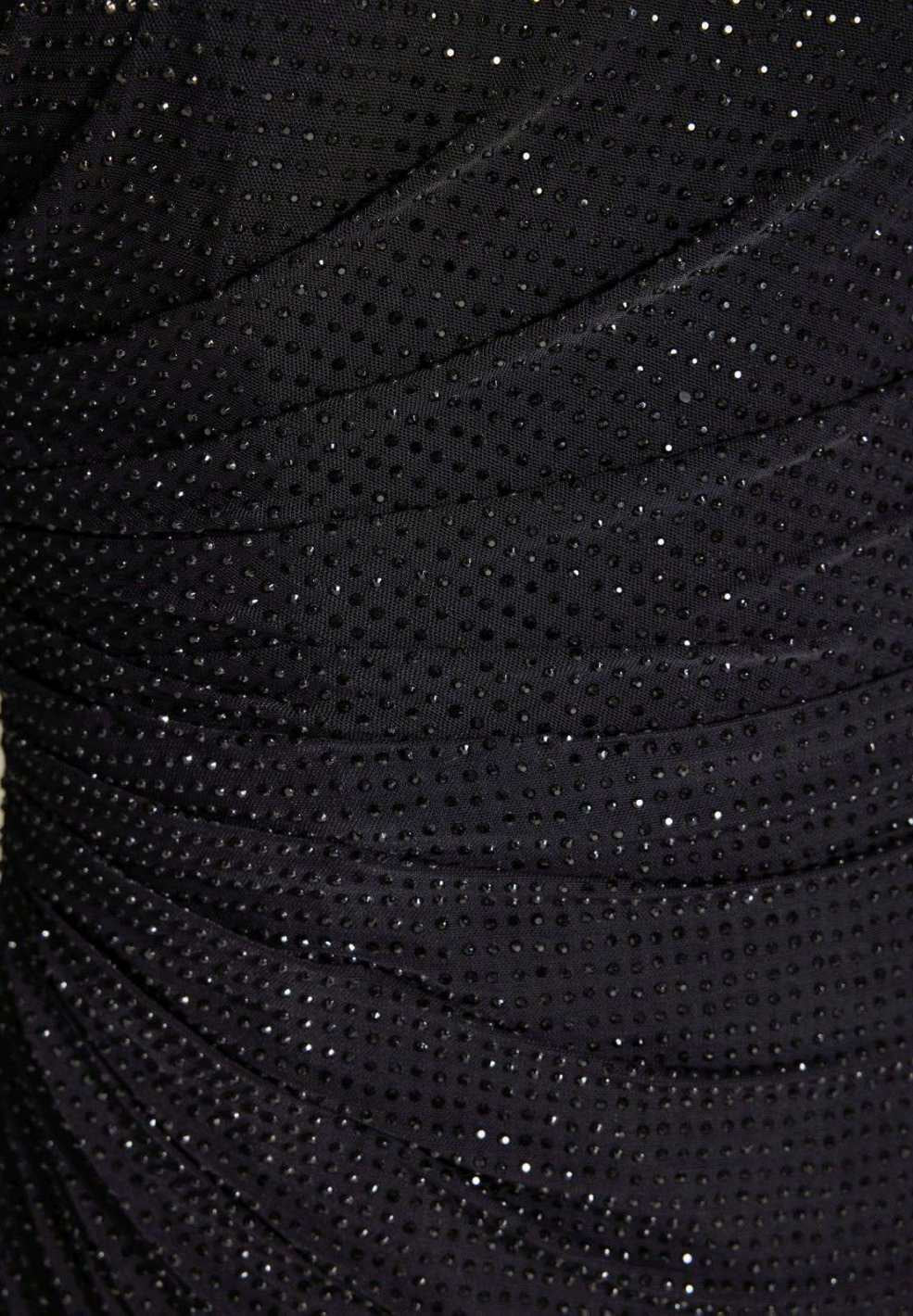 Langärmliges Cocktailkleid mit funkelndem Strassbesatz