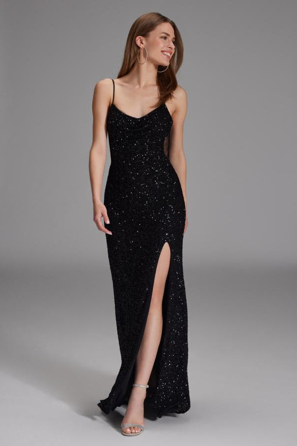 Slipdress mit transparenter Rückenpartie black
