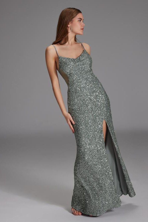 Slipdress mit transparenter Rückenpartie mint ice