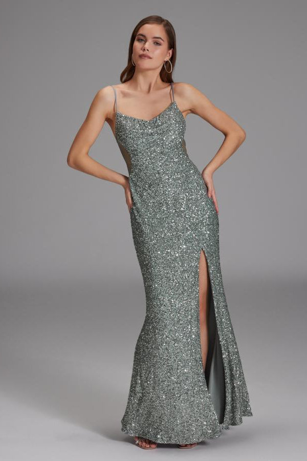 Slipdress mit transparenter Rückenpartie