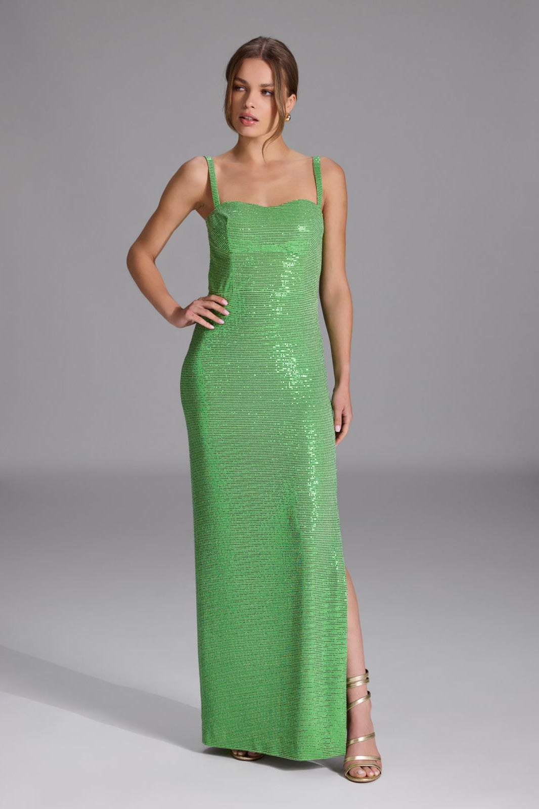 Abendkleid aus glitzerndem Jersey mit Rückendetail