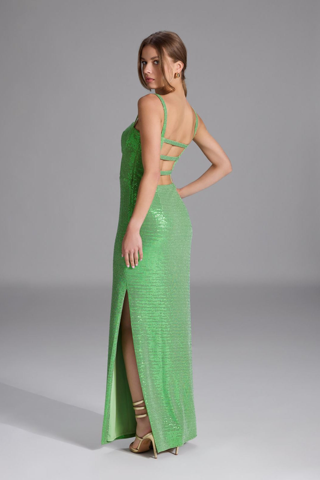 Abendkleid aus glitzerndem Jersey mit Rückendetail