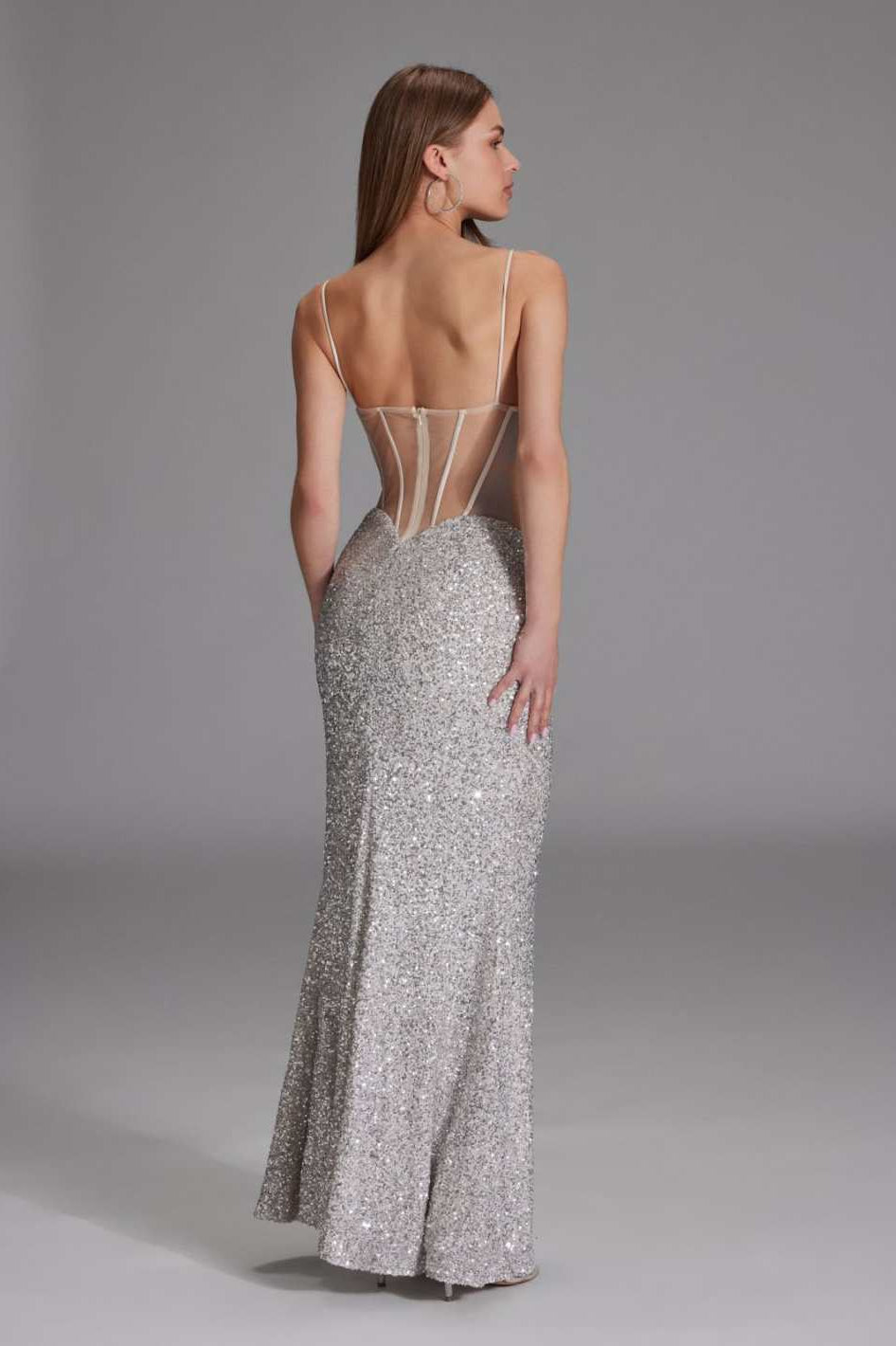 Slipdress mit transparenter Rückenpartie