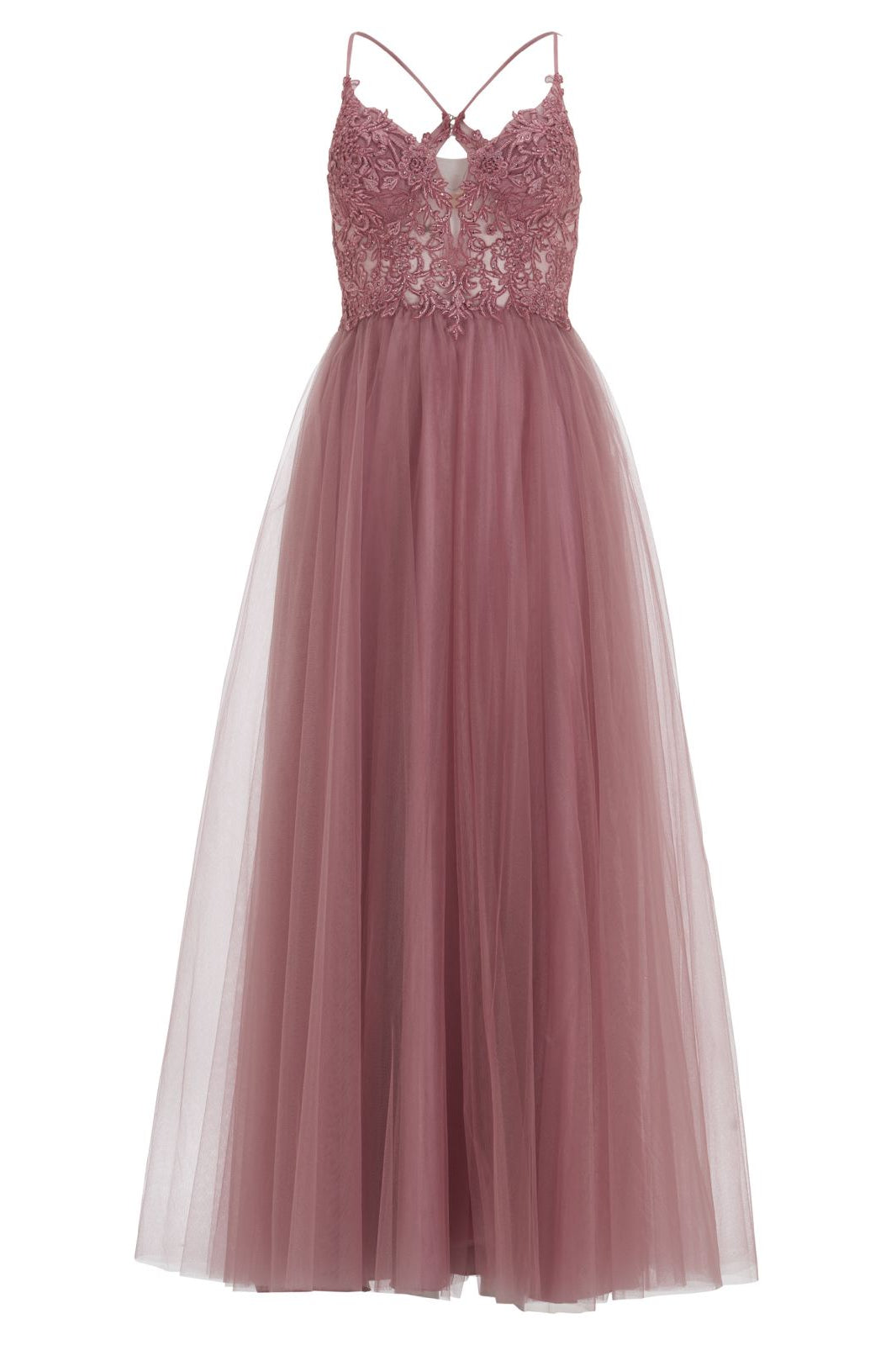 Tüll-Abendkleid mit Spitzenstickerei