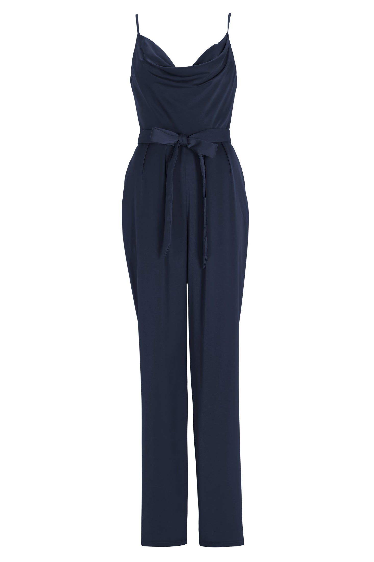 Satin Jumpsuit mit Bindegürtel