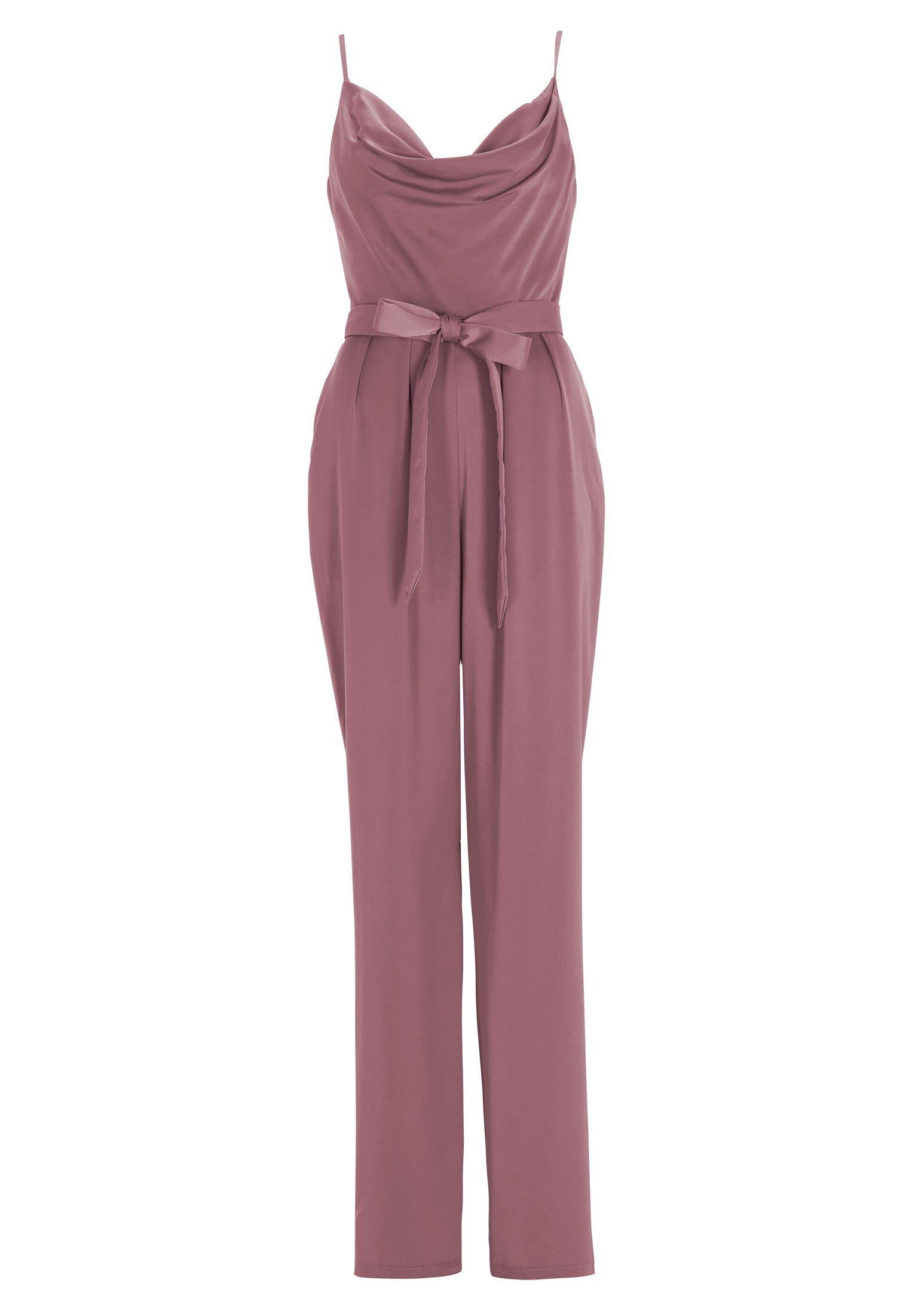 Satin Jumpsuit mit Bindegürtel