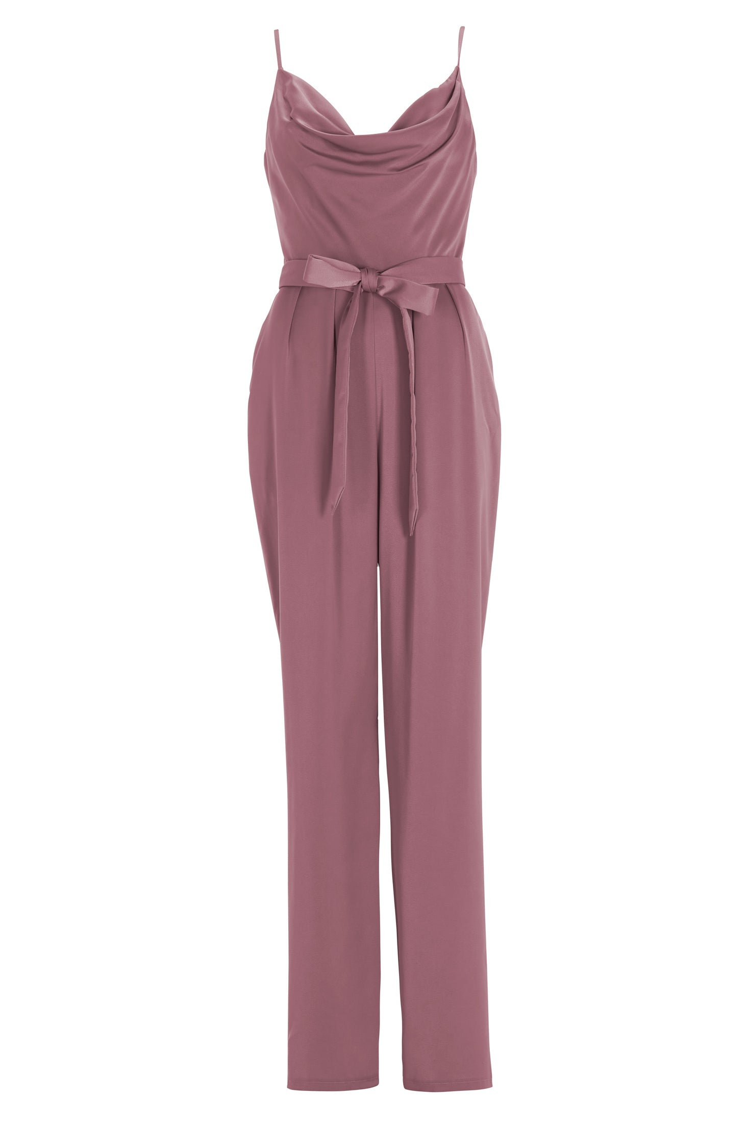 Satin Jumpsuit mit Bindegürtel
