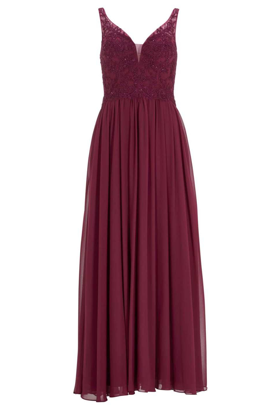 Chiffonkleid mit Spitzenstickerei