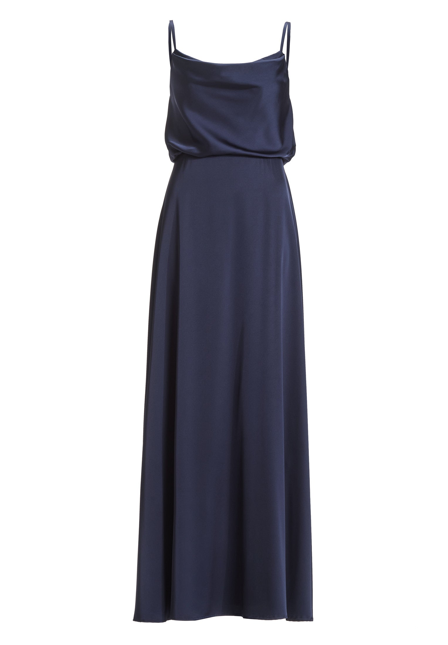 Abendkleid aus Satin mit angedeutetem Wasserfallausschnitt