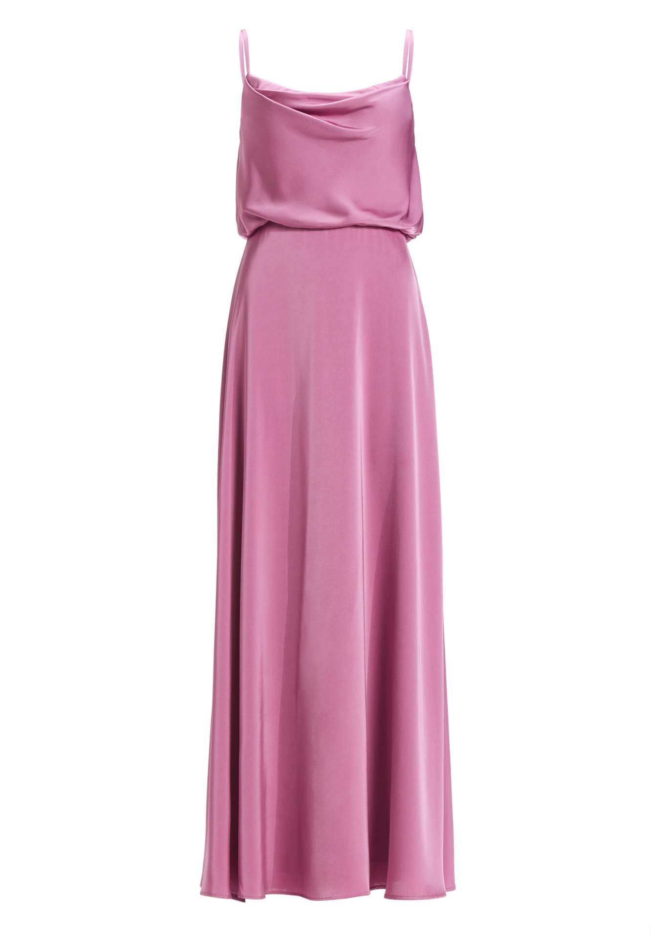 Abendkleid aus Satin mit angedeutetem Wasserfallausschnitt