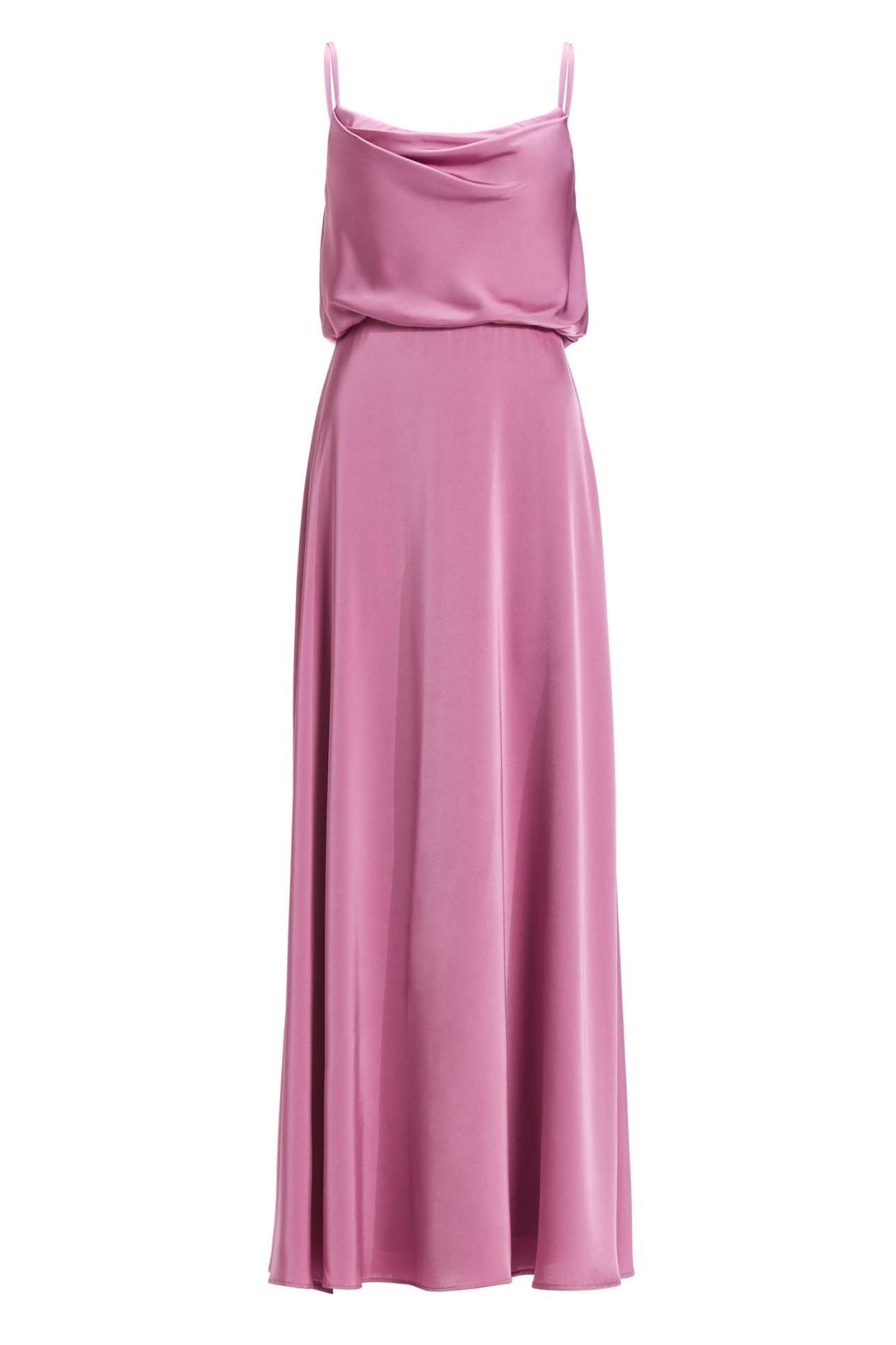 Abendkleid aus Satin mit angedeutetem Wasserfallausschnitt