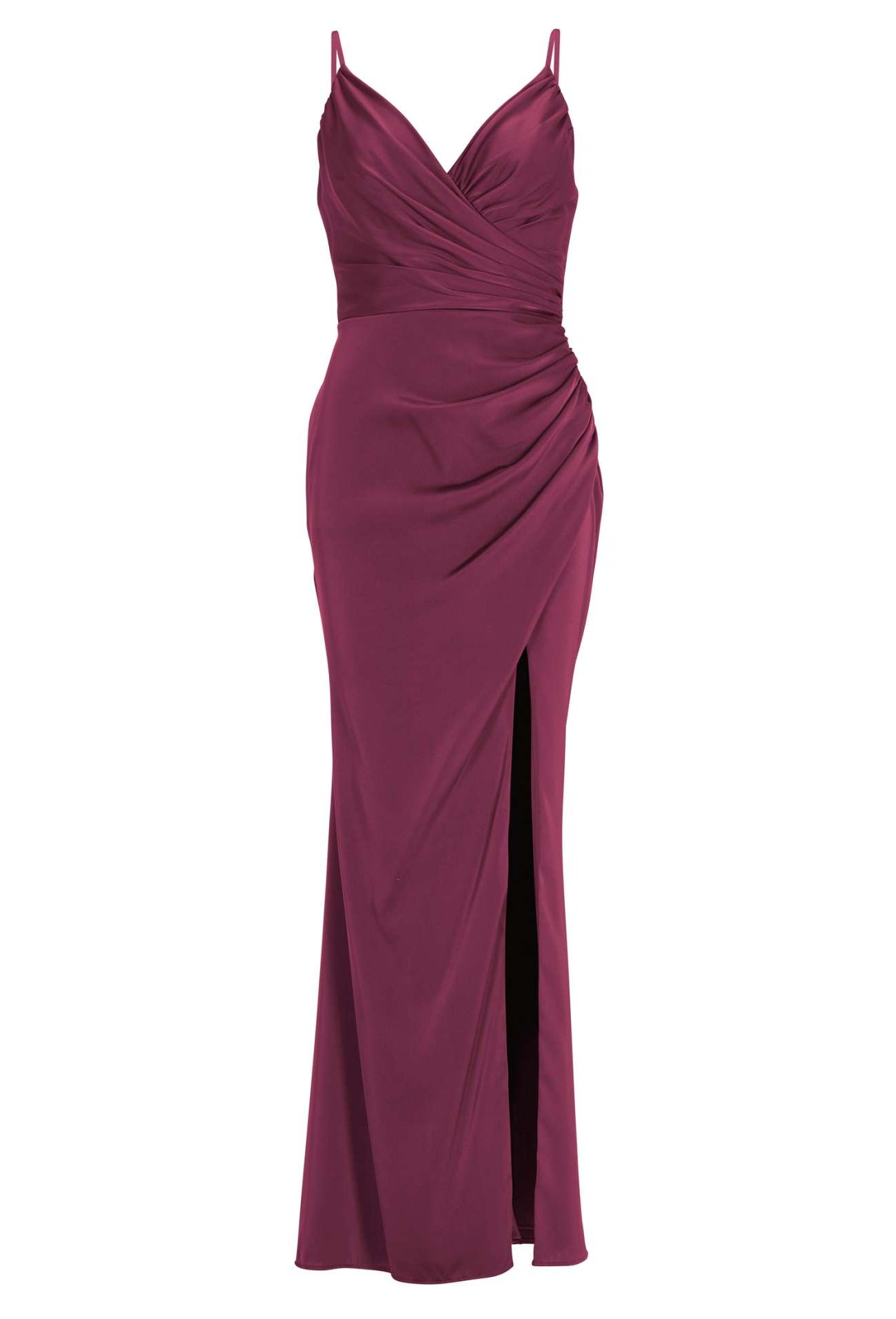 Figurbetontes Satinkleid mit Raffungen