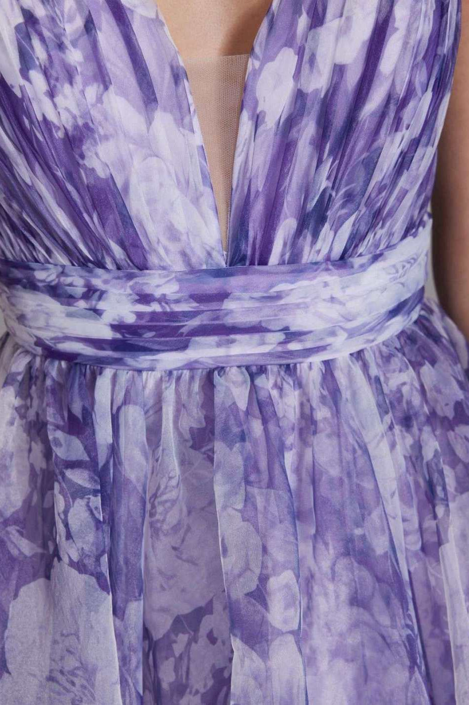 Organza Printkleid mit Volants