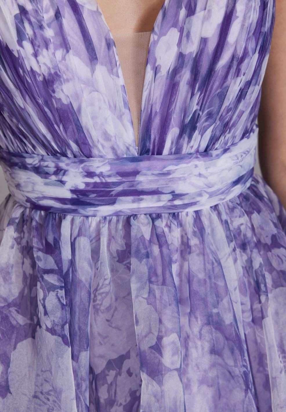 Organza Printkleid mit Volants