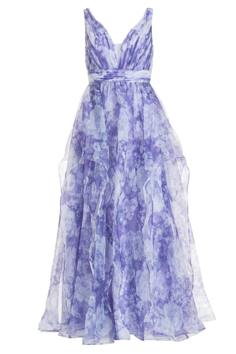 Organza Printkleid mit Volants