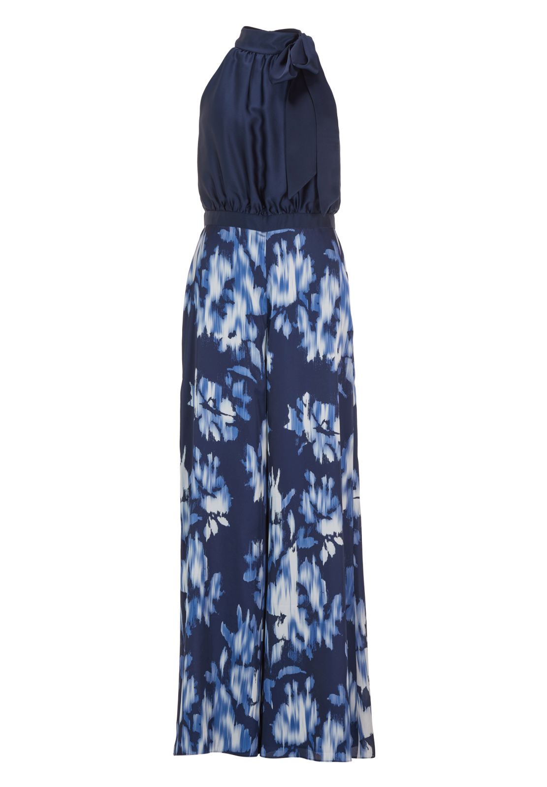 Jumpsuit mit Schluppenblusen Top und Druck Hose