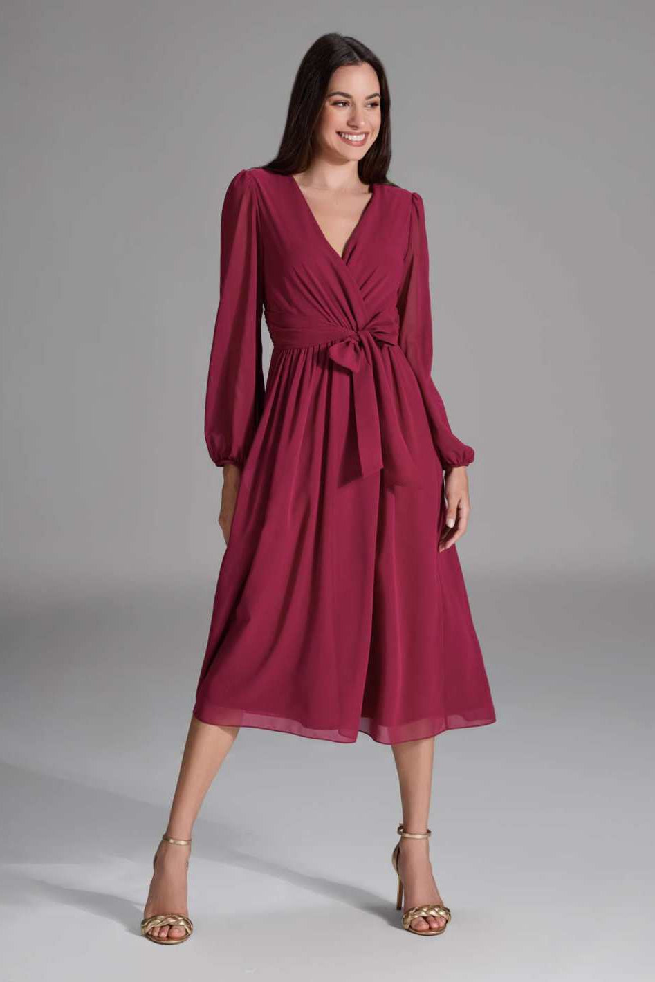 Chiffon Kleid in Wickel Optik ruby red