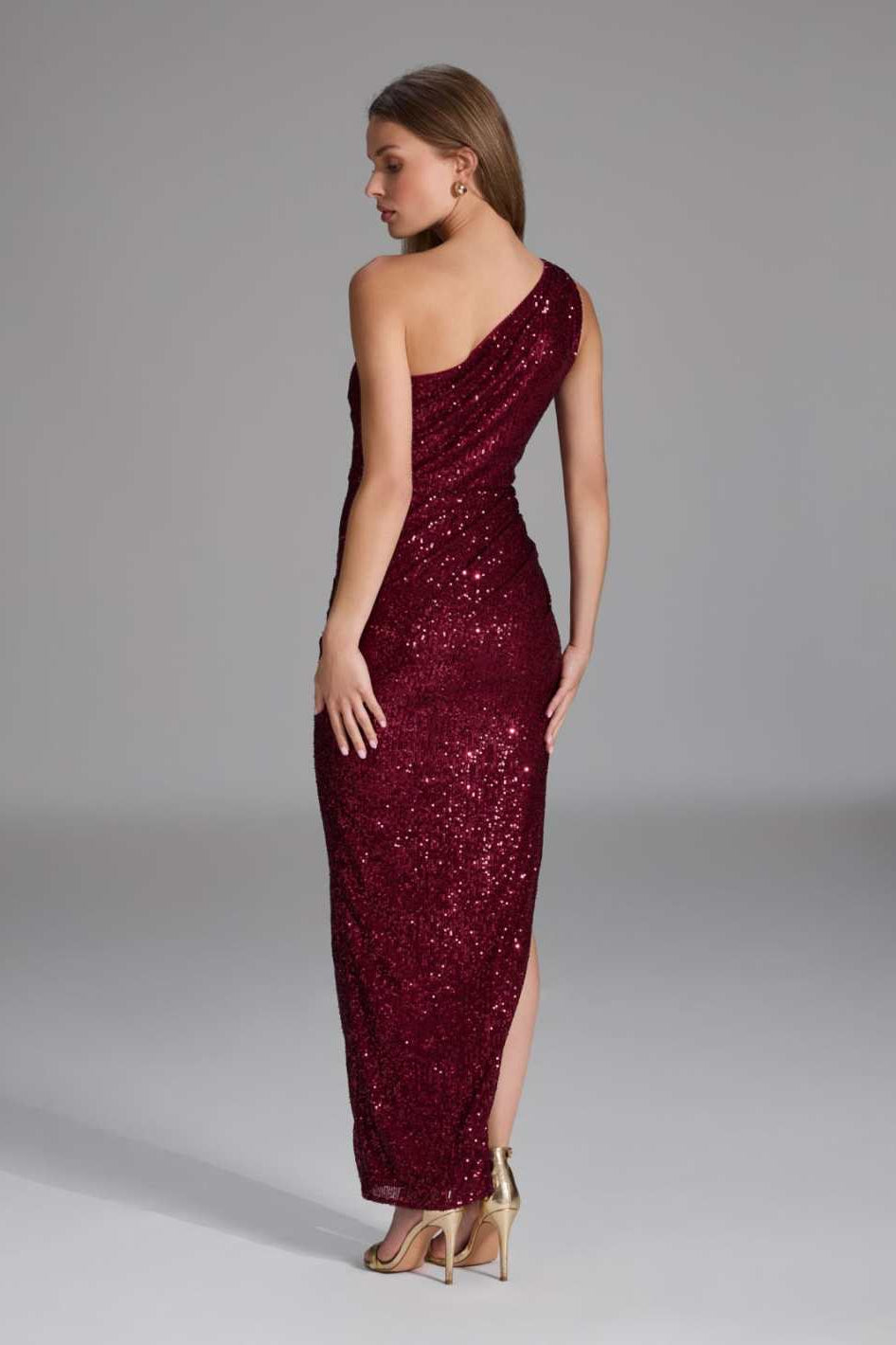 One Shoulder Abendkleid aus elastischer Paillette