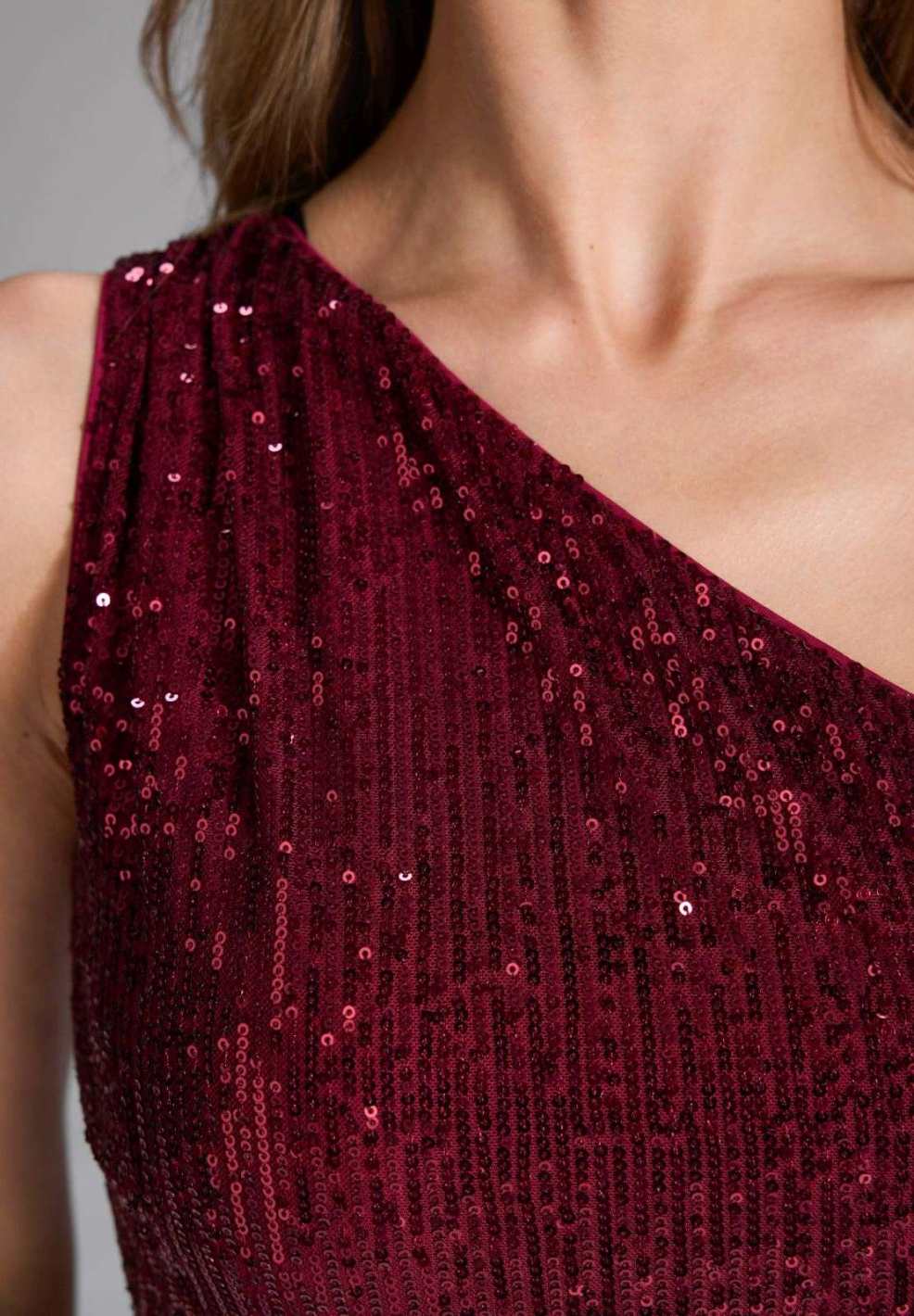 One Shoulder Abendkleid aus elastischer Paillette