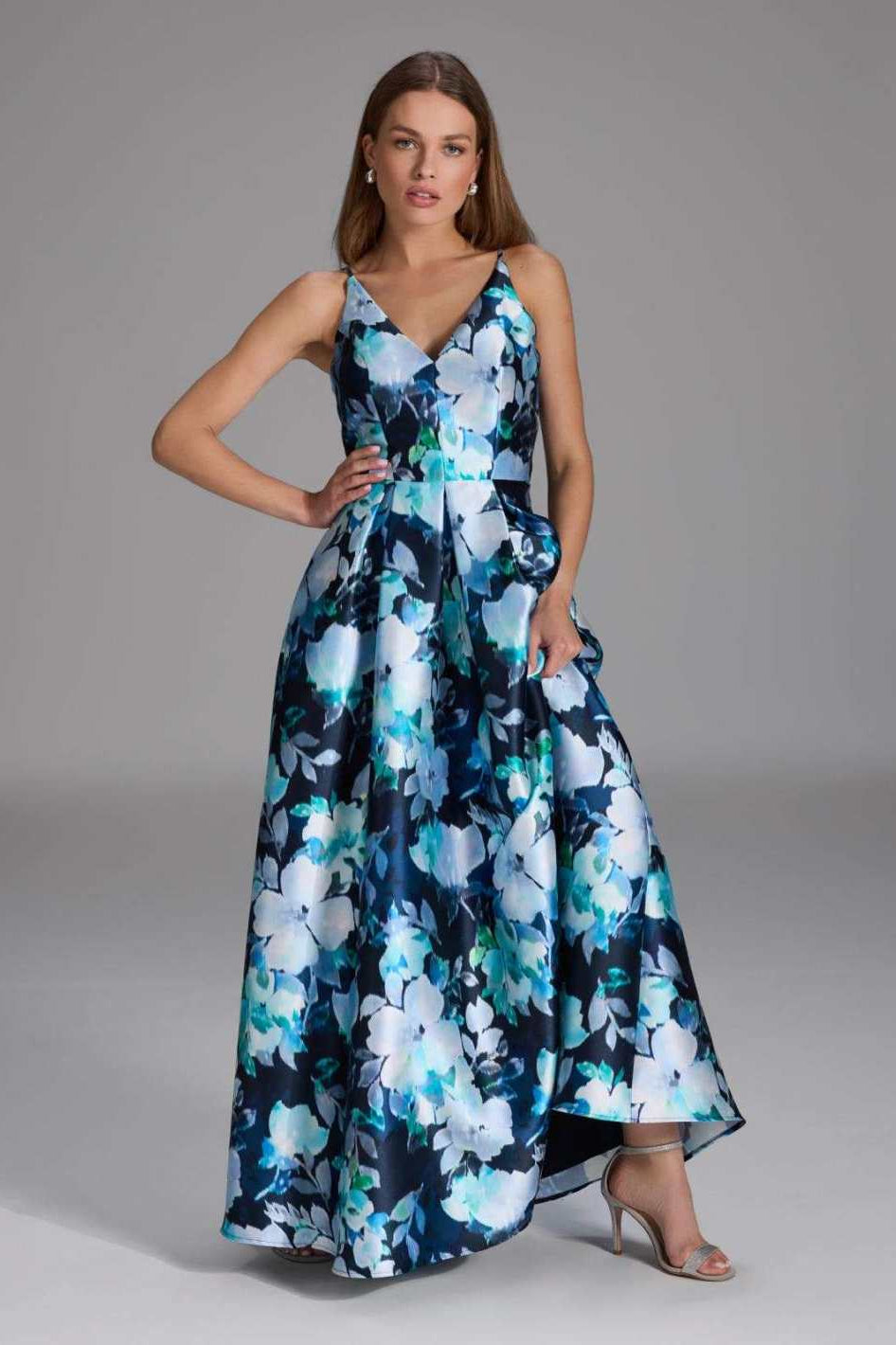 Abendkleid aus bedrucktem Twill navy multi