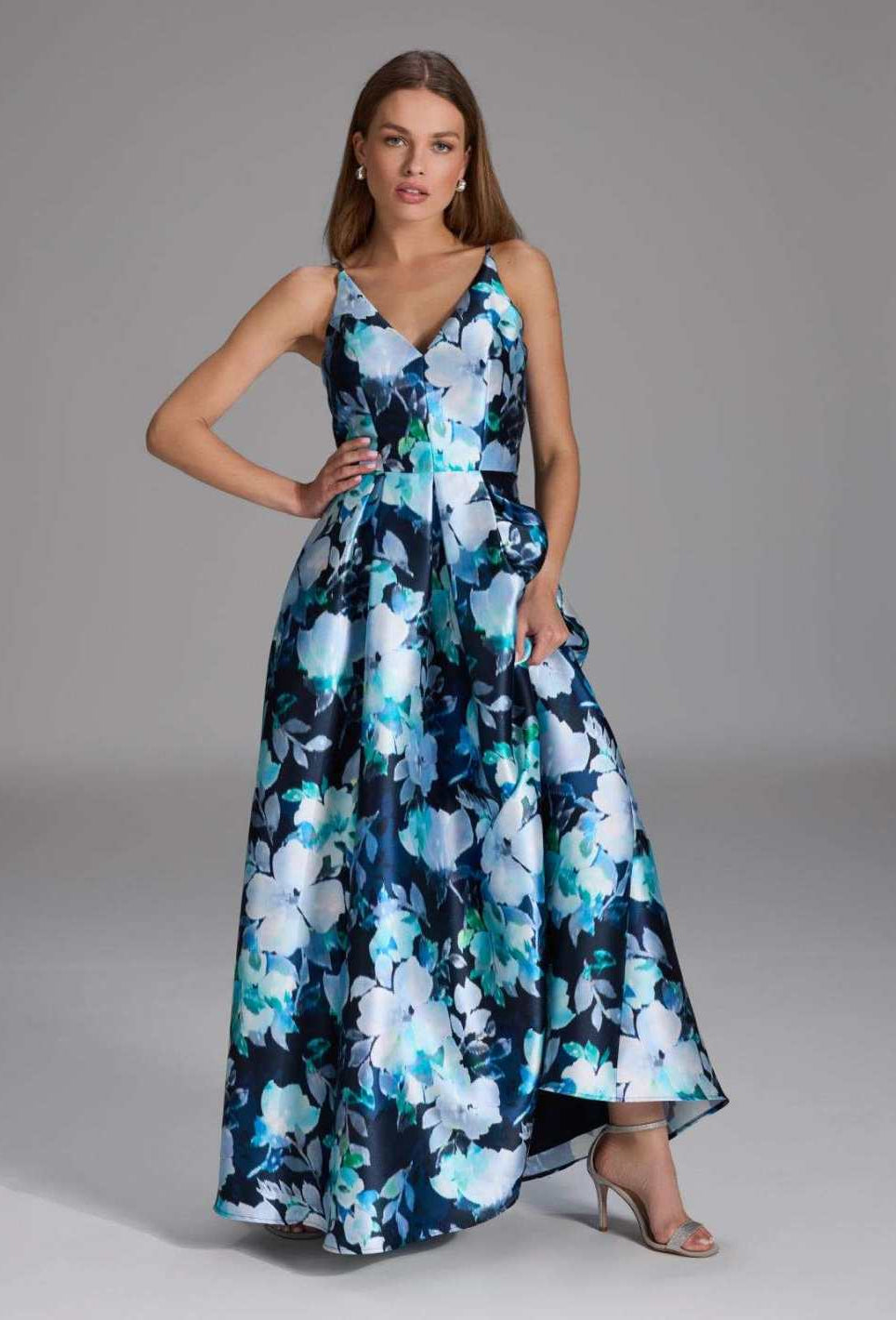 Abendkleid aus bedrucktem Twill navy multi