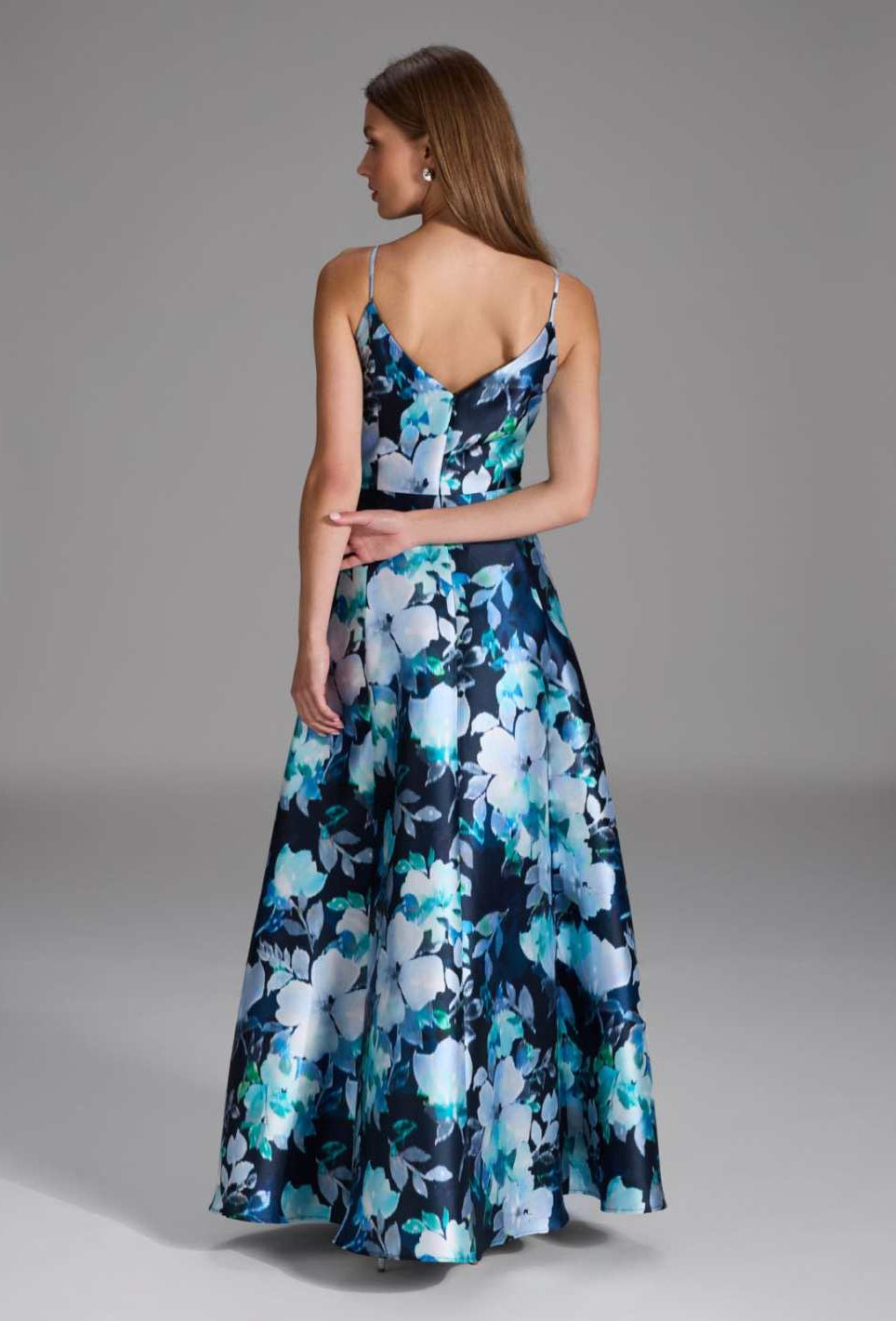 Abendkleid aus bedrucktem Twill