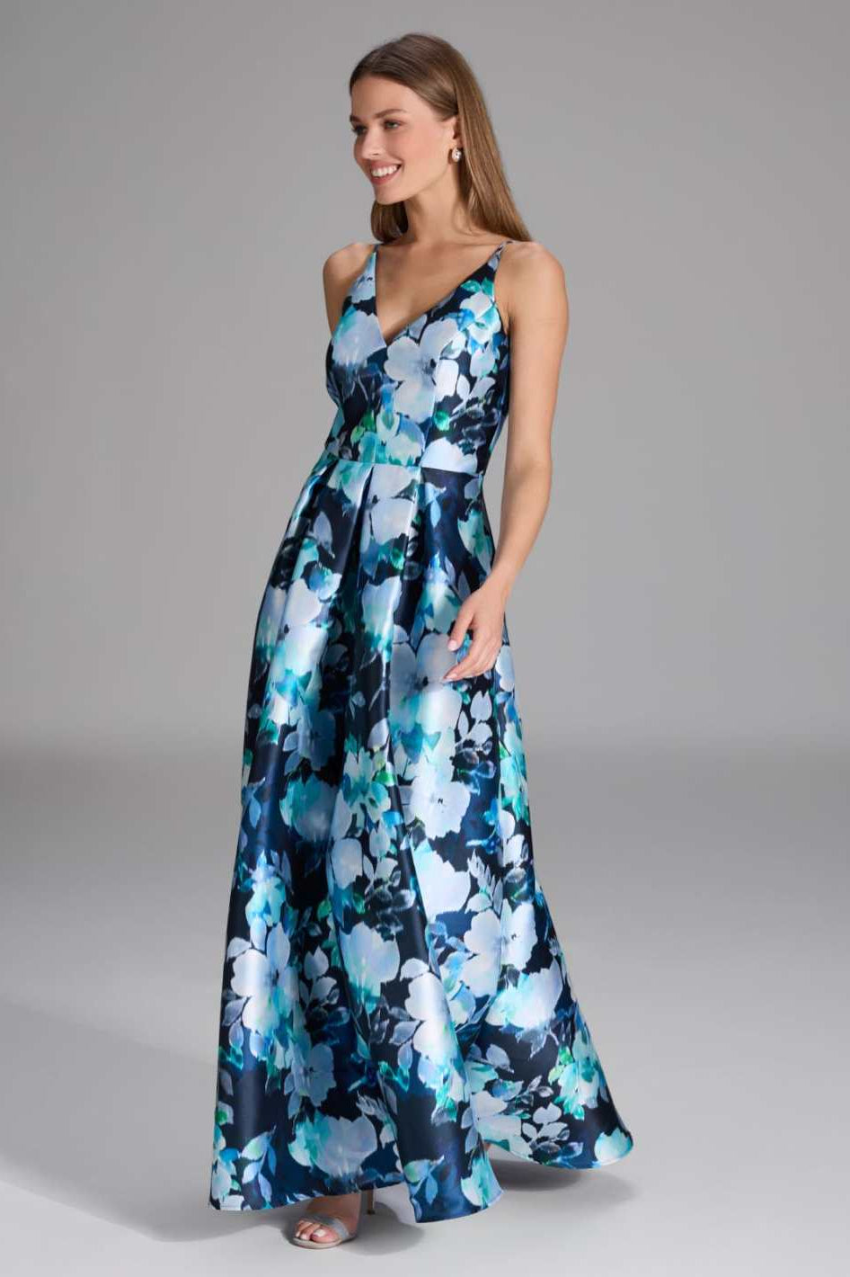 Abendkleid aus bedrucktem Twill