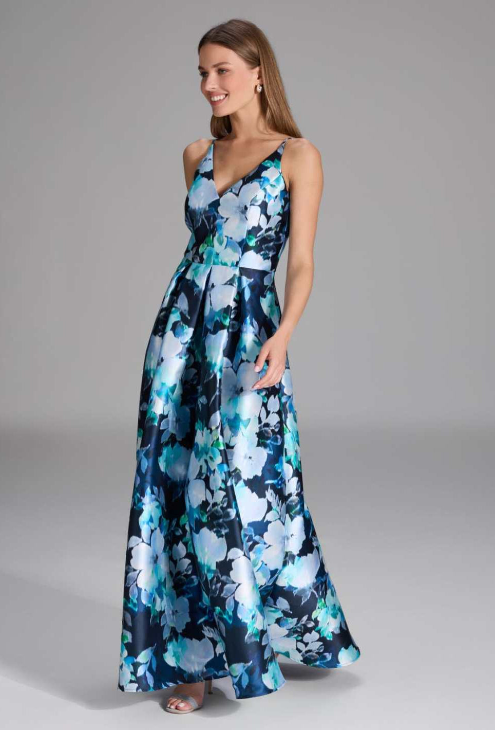 Abendkleid aus bedrucktem Twill