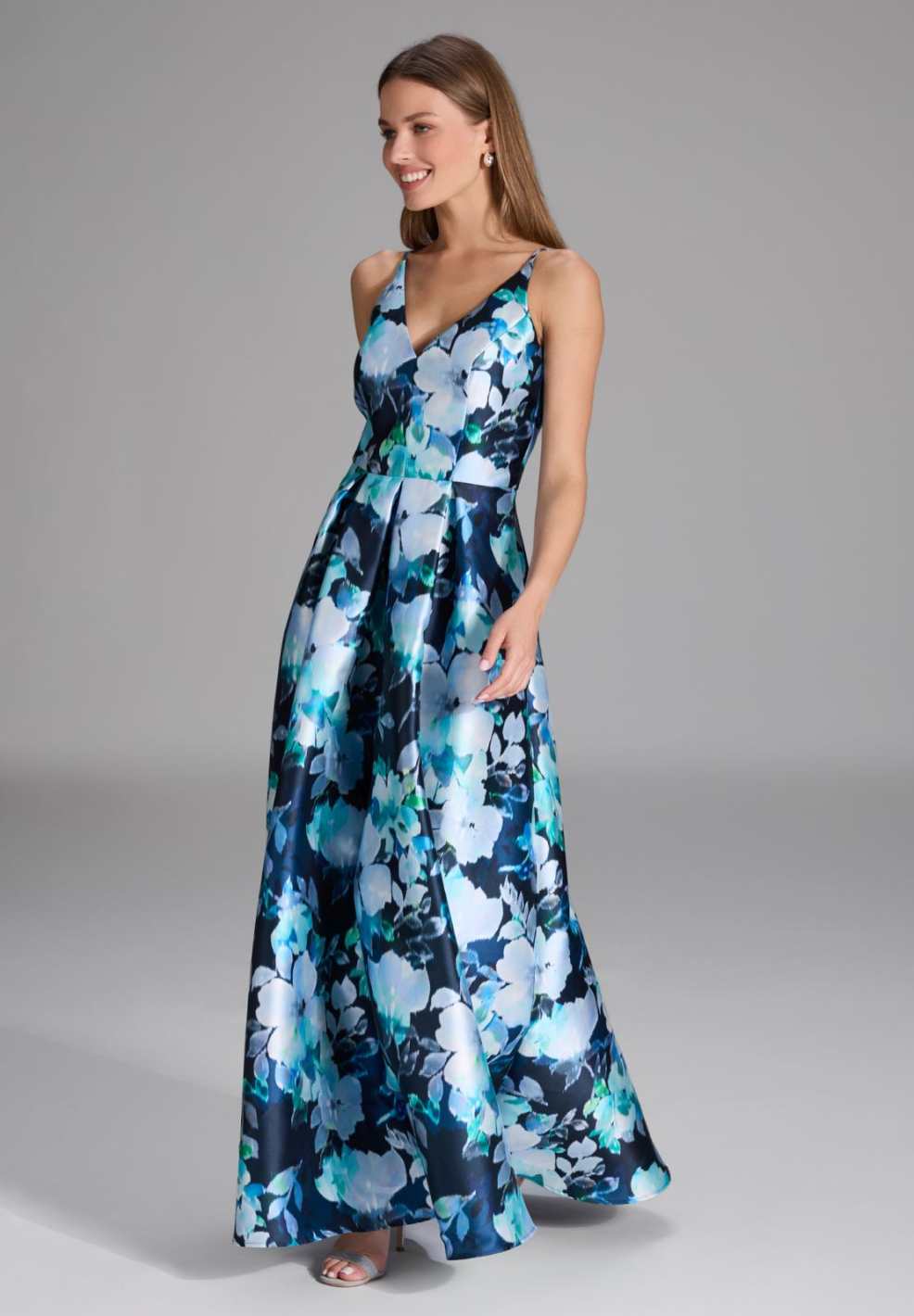 Abendkleid aus bedrucktem Twill