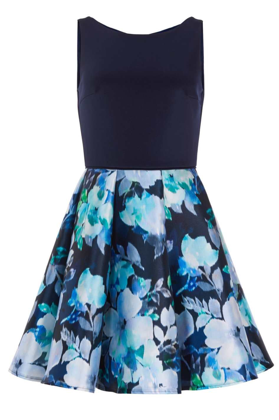 Cocktailkleid mit Rock aus bedrucktem Twill