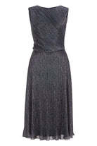 Plissiertes Midi Kleid mit Metallic Fäden