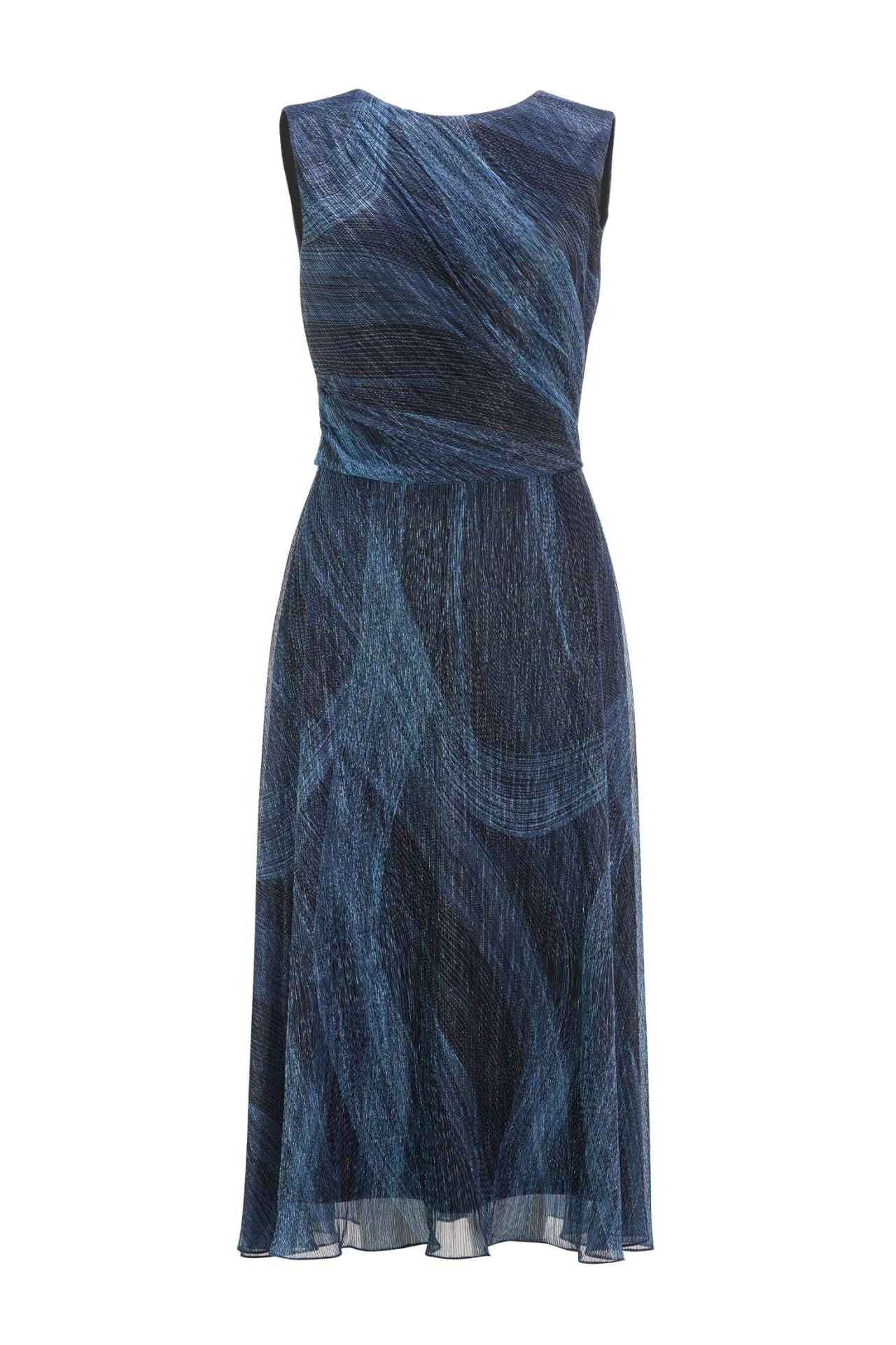 Plissiertes Kleid mit Metallicfäden