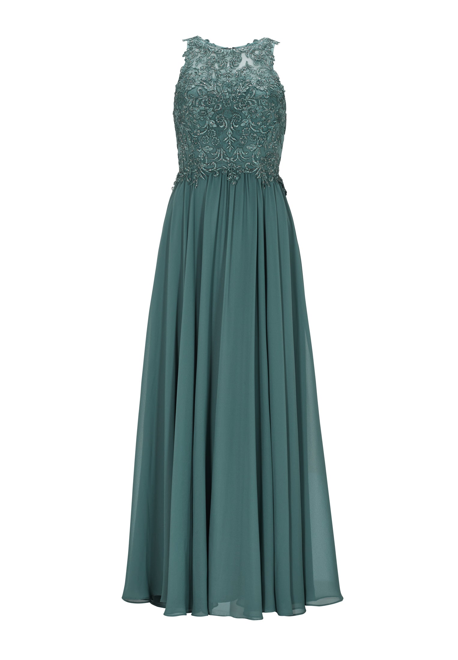 Hochgeschlossenes Kleid mit Spitzenstickerei