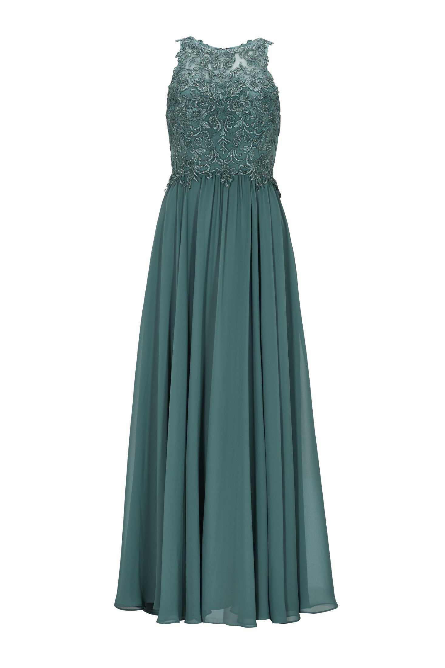 Hochgeschlossenes Kleid mit Spitzenstickerei