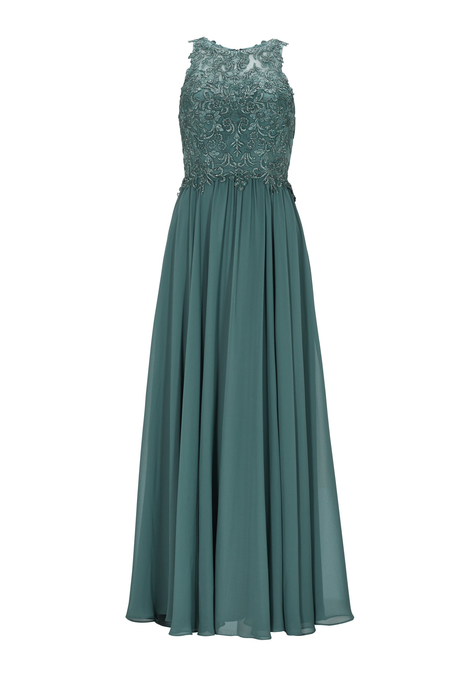 Hochgeschlossenes Kleid mit Spitzenstickerei