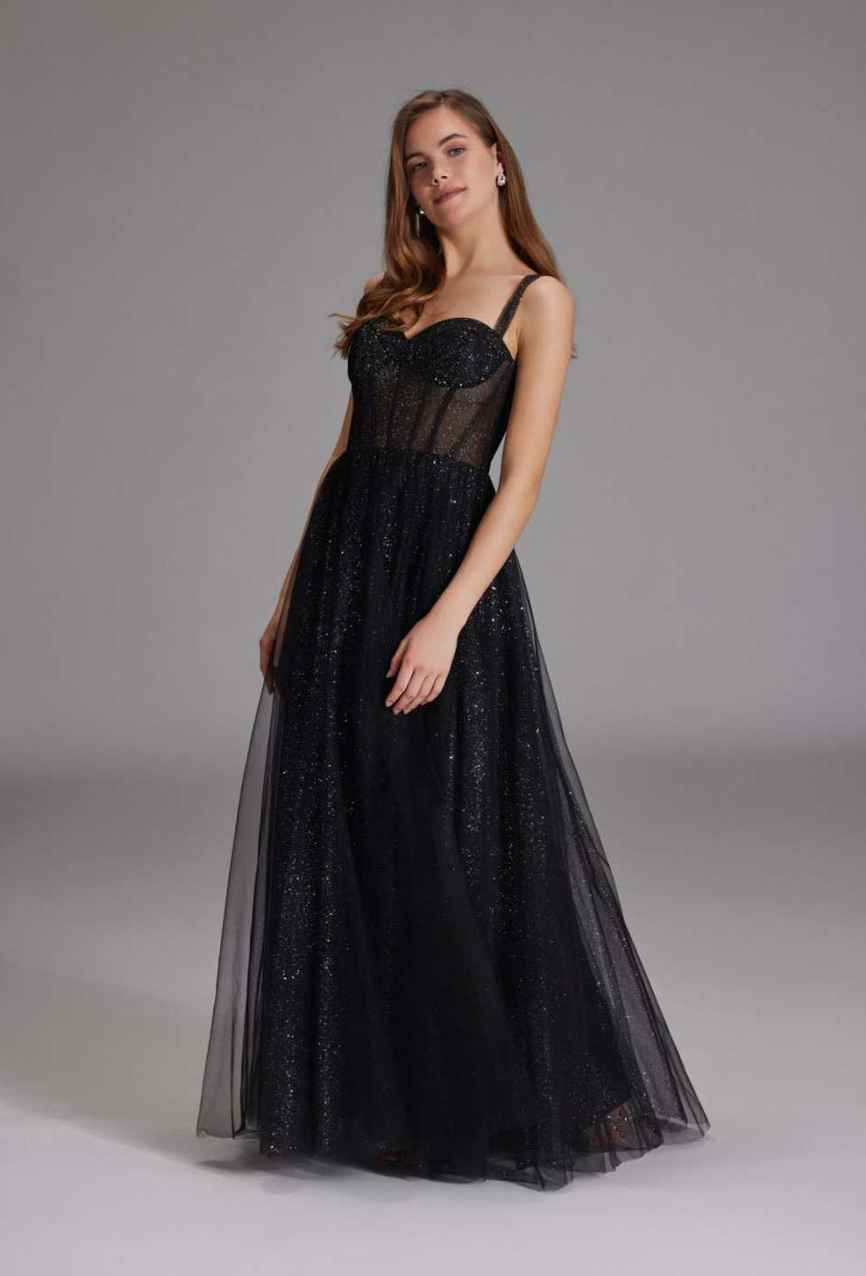 Tüllrobe mit Schimmereffekt black