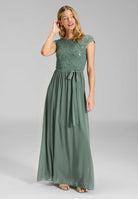 Abendkleid aus Chiffon mit paillettenbesetztem Spitzenoberteil