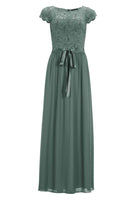 Abendkleid aus Chiffon mit paillettenbesetztem Spitzenoberteil